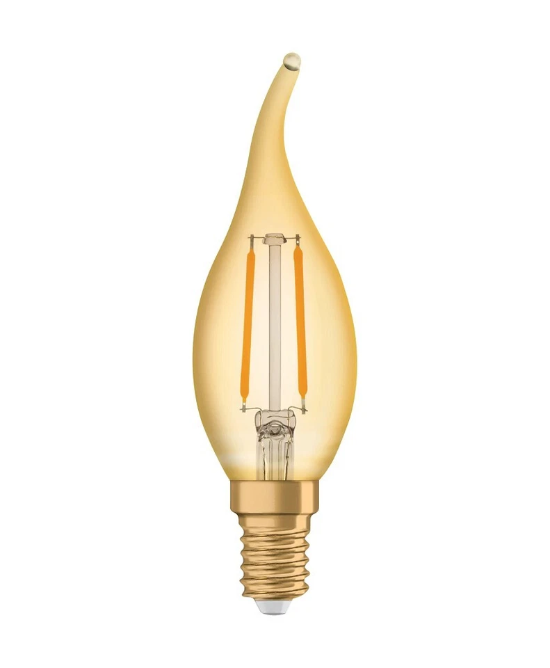 OSRAM LED E14 VINTAGE Windstoßlampe GOLD 1,5W wie 12W extra warmweiß Kronleuchte - Bild 3 von 4