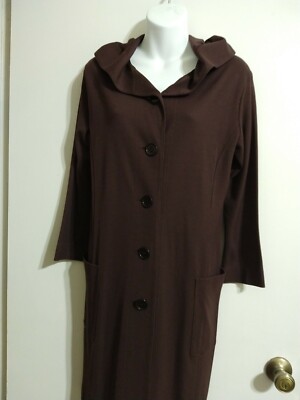 L'EQUIPE YOSHIE INABA Shift Button up Hoodie Dress  Brown SZ 40 Med L ? See pic