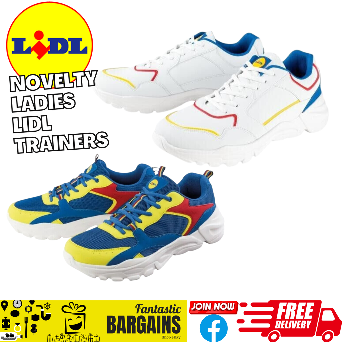 Womens Ladies Lidl Trainers Rare Limited Trainers Shoes Sneakers Fancy Dress