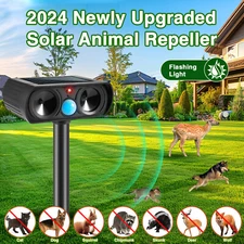 2/4pcs Solar Ultrasonic Animal Repellent Dog Cat Skunk Deer Raccoon Black US