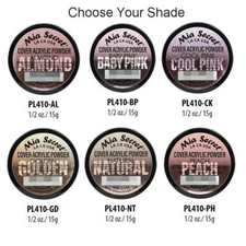 Mia Secret Cover Acrylic Powder Almond Baby Cool Pink Natural Golden Peach 1/2oz