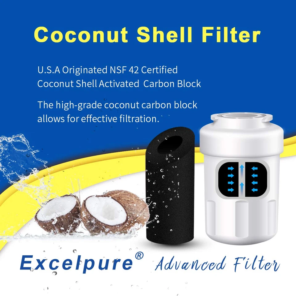 Fit for GE SmartWater MWF MWFP HDX FMG-1 RWF0600A EXCELPURE Water Filter 4 Pack - Image 3 of 4