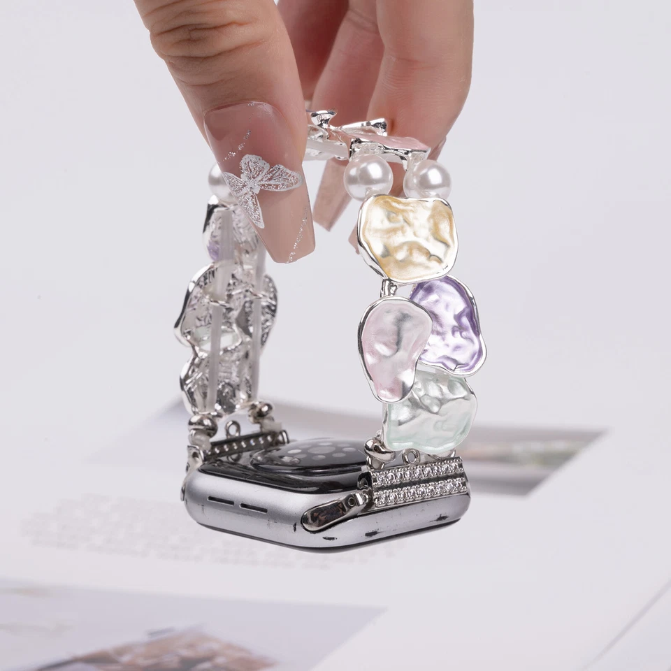 Banda elástica colorida de perlas para pintura al óleo para Apple Watch 38/40/41/42/44/45/49 mm Foto 3 de 4