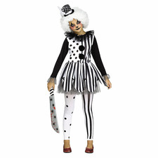 Girls Black  White Dress Killer Clown Costume - Morris Costumes