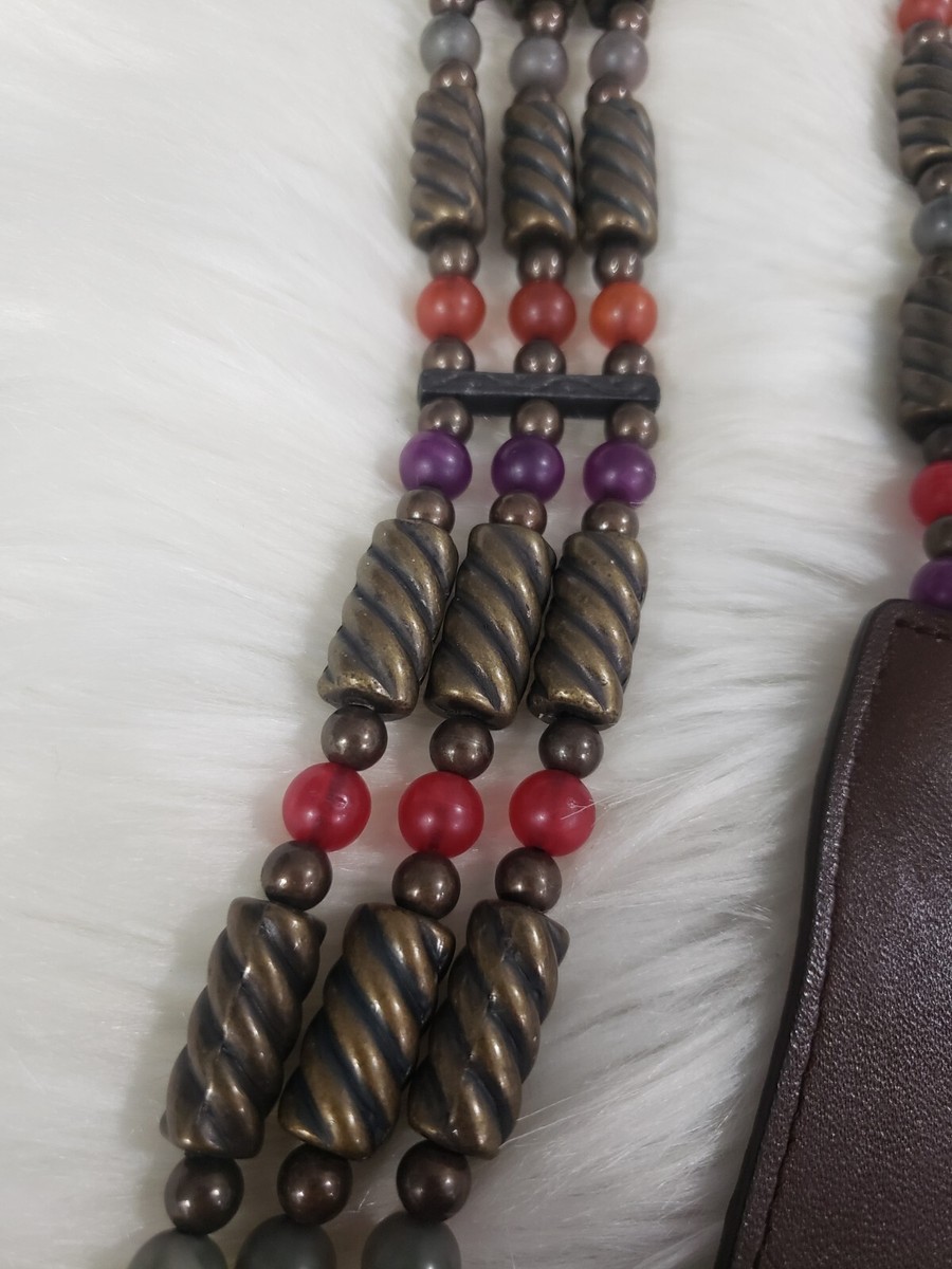 Vintage Beaded Leather Belt Western Boho Tribal 27–31. Boho, western, Y2K, Retro vintage boho leather belt products for sale | eBay main image 2