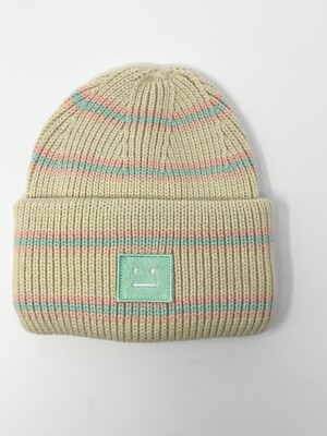 Acne Studios Face-Patch Beanie Beige Pink Green