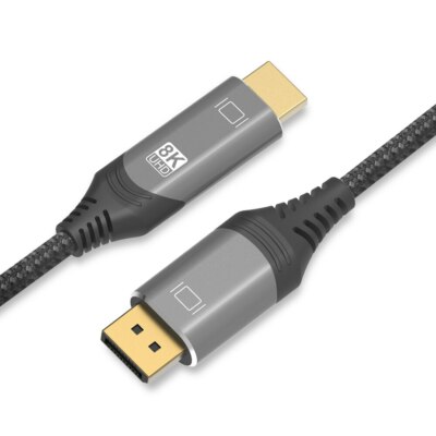 1m DisplayPort1.4 to HDMI 2.1 Cable UHD 8K30Hz 4K120Hz HDR for Projector HDTV