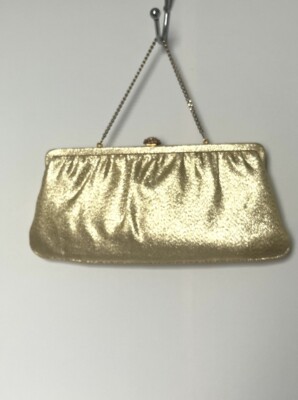 VTG Hand Bag After Five L and M Gold Envelope Clutch Evening Bag w/ Coin Purse