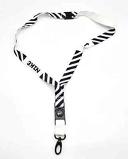 Nike Breakaway Premium Lanyard Detachable ID & Keys Holder White/Black Striped