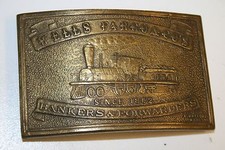 Vintage WELLS FARGO and Co Banking Forwarders Brass Belt Buckle Rare