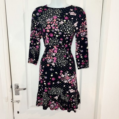 Friends Like These Dress Women s 8  Floral 8 Black Long Sleeve Tea Mini Casual