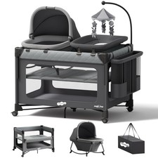7 in 1 Bassinet Pack Play Bedside Portable Crib