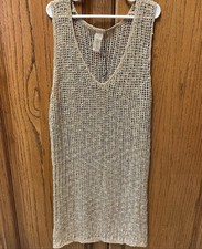 Fashion Nova Beach Wear Cover Up Tunic Top Mesh Crochet Beige Sz S