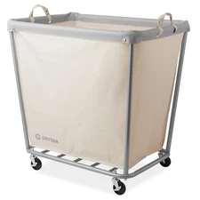 Commercial Heavy Duty X-Large Rolling Canvas Bin Laundry Hamper on Wheels, White