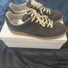 Maison Margiela GAT Sneakers Olive Green Men 10.5 43.5 Suede Leather Low Tops