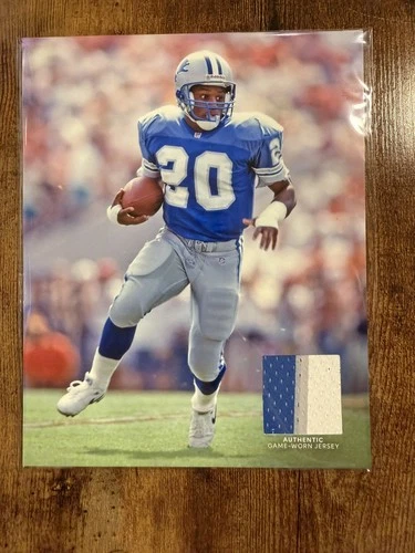 Barry Sanders Detroit Lions 8x10 Game Used Worn Jersey Patch NFL HOF Photograph