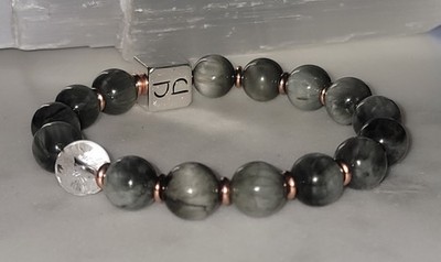 JealouzJewelry Gray Eagle Eye Copper Sterling Silver Gemstone Bracelet
