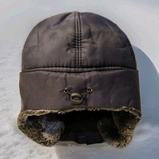 Mens Winter Hat Visor Warm Ear flaps Fully Lined Fur Baseball Cap Face Guard