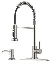 Stainless Steel Kitchen Faucet with Soap Dispenser and Pull Out Spray