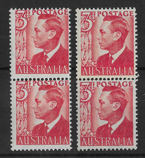 Australia 1950-52 GVI 3d Coil Pair + Join Pair SG235aa MH/MNH Cat&pound;60