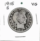 1915 "S" BARBER HALF DOLLAR***VG***