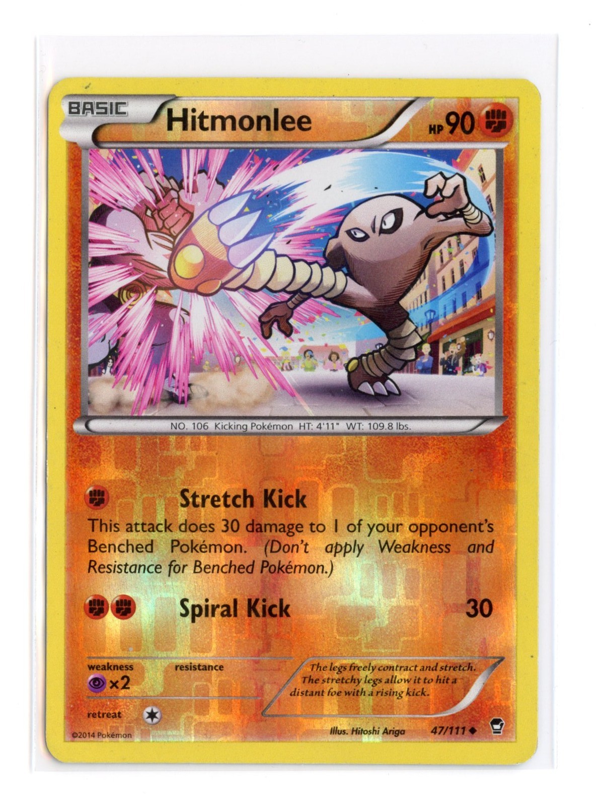 Hitmonlee 47/111 Uncommon Reverse Holo XY - Furious Fists Pokemon HP