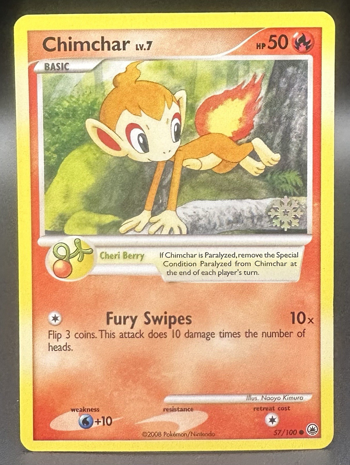 Pokemon TCG Chimchar 57/100 Holiday Countdown Snowflake Stamp English Card 2008