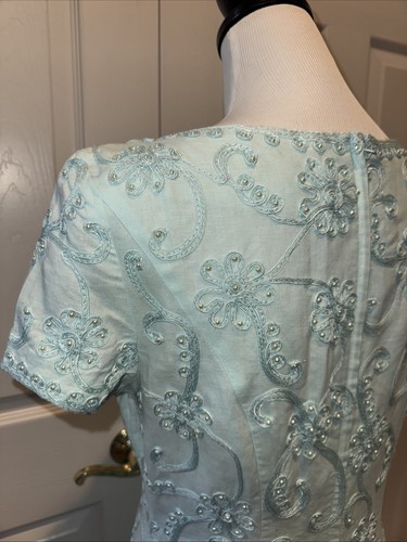 Talbots Women’s Shortsleeved Dress Size 10 Sea-Foam Green Beaded Top - Picture 8 of 11