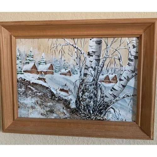 Tree Bark Mix Media Art6  7"x9" W Frame