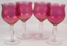 4 Vintage West Virginia Glass Specialty Rose Lustre Stem 6.75” Water Goblet(s)