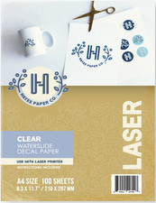 Hayes Paper Co Laser Waterslide Decal Paper Clear 200GSM Sheet Printable A4,A3