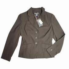 Ann Taylor Three Button Blazer Womens Size 4 Brown Pinstripe Career Lined