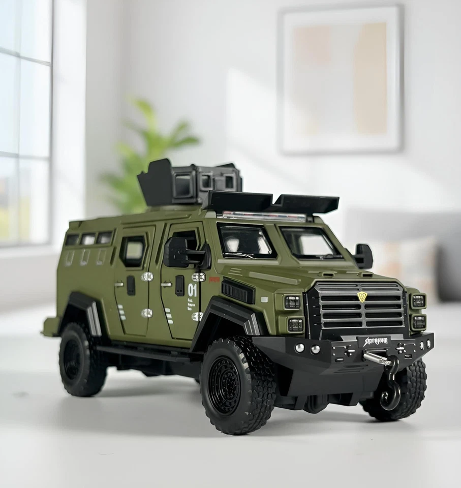 1:32 Military Armored Vehicle Diecast Model Car – Sound Light Off-Road Toy Truck - Image 2 of 4