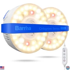 Barrina Orbgrow OG09 18W Puck Grow Light with Timer, 660nm Red LEDs, Set of 2