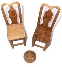 Dolls House Side Chairs x 2 Wood Handmade Furniture Miniature 1:12th Scale