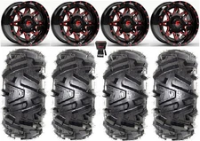 Fuel Lethal Red 14" Wheels 28" Moto MTC Tires Kawasaki Mule Pro FXT KRX /