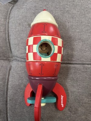 Janod wooden space ship magnetic construction nursery play room Decor toy 6'' B1