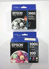 Genuine Epson 200XL Black / 200XL Black Cyan Magenta Yellow Ink .Exp 2024