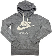 Nike Womens XS Gray Hoodie Just Do It Pullover Sweatshirt Logo Athletic Casual