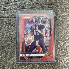 Panini 2024 Prizm Devin Leary Red Sparkle Prizm Rookie #327 Baltimore Ravens