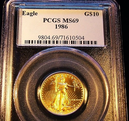 1986 AMERICAN EAGLE GOLD G$10 MS69 PCGS FIRST YEAR OF DESIGN