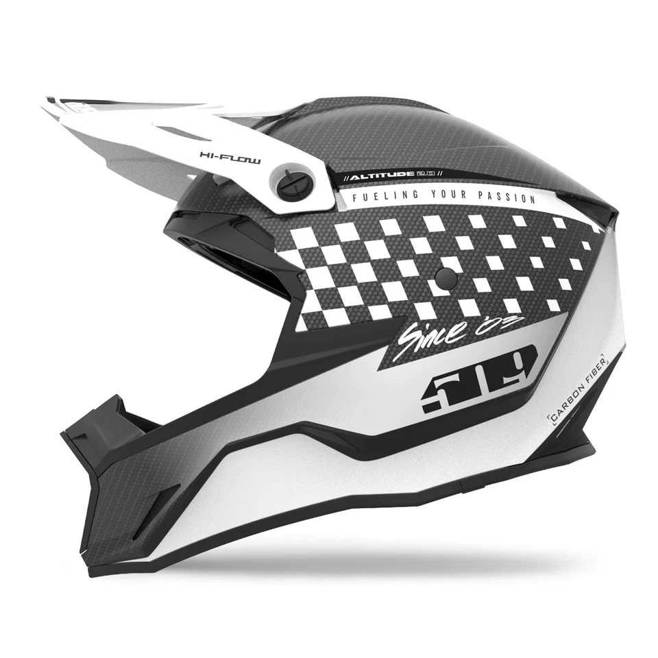 509 Altitude 2.0 Offroad Carbon Fiber Helmet Fidlock DOT ECE Speedsta White — 第 3/4 张图片