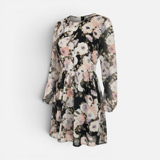 NA-KD women's dress flower printed chiffon dress multi-colored (pink/black), 32