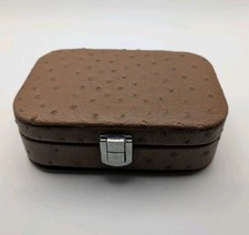 Brown Faux Leather Travel Size Jewelry Box Holder With Mirror Read Description