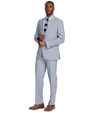 Nautica Men's Modern-Fit Seasonal Cotton Stretch Suit - Grey/Blue - 38R W32