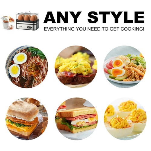 Egg Cooker Electric 6 Eggs Capacity Soft Medium Hard Boiled Poacher Omelet Maker - Picture 8 of 9