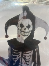 Menacing Jester Skeleton Clown Halloween Costume 3 Pc Set Child Medium 8-10 New