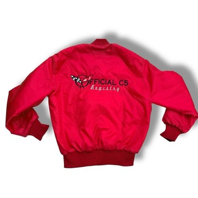 Vintage Corvette C5 Registry Jacket Holloway Red Snap Front Car Club Large