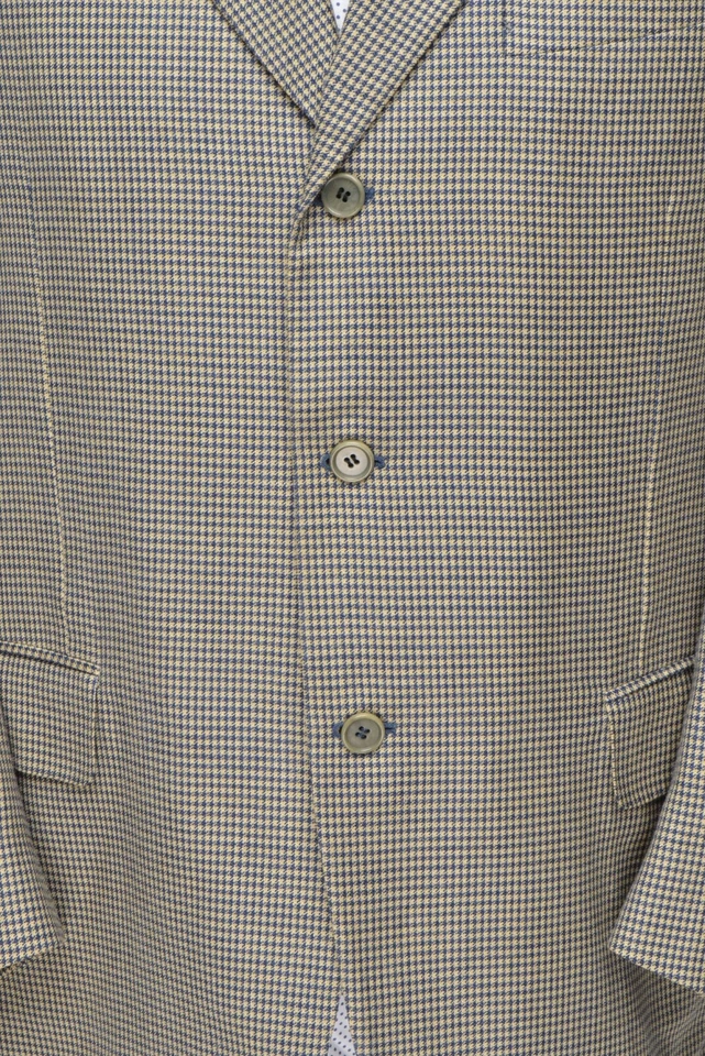 Men's CANALI Blue/Yellow Houndstooth Silk/Wool 3Btn Blazer EU 54C / UK,US 44S 4 Foto 4 de 4