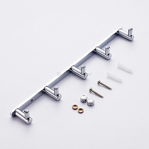 Chrome Brass Bathroom Towel Hooks Rack Wall Door Mount Coat Robe Hat Hangers Bar - Picture 2 of 8